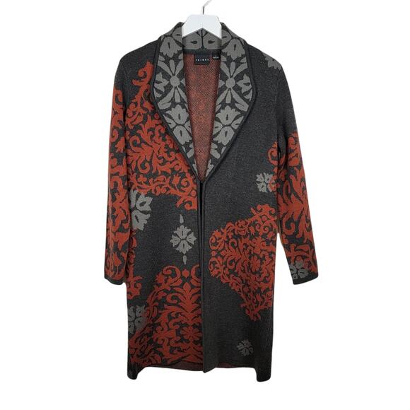 TRIBAL Wool Blend Gray and Rust Sweater Coat - Size Small S - Picture 2 of 7